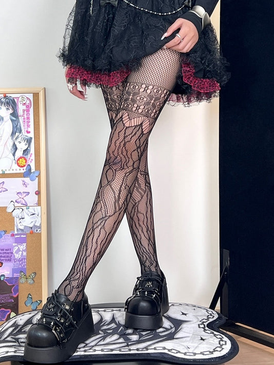 Tights Hollow-out Black Cut-out Design Details