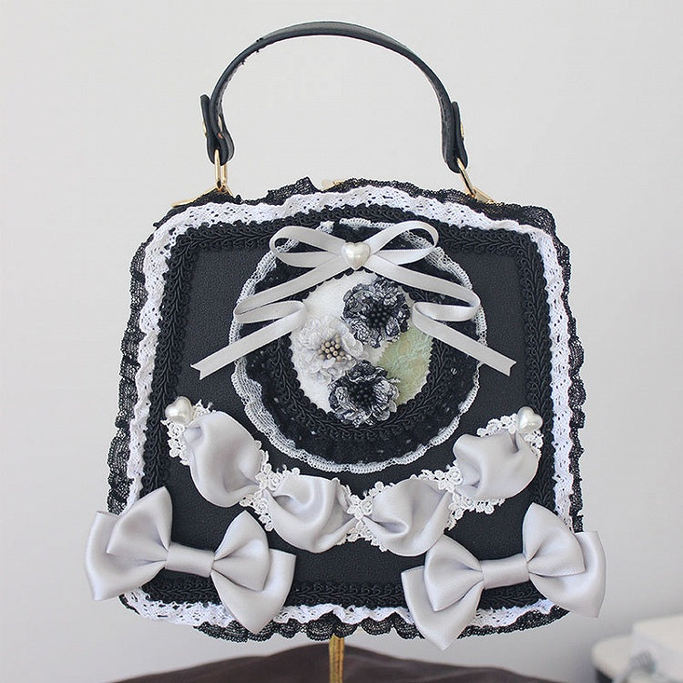 Lace Lolita Adorned Handbag and with Bows – Options Flower 9 Ribbon Color Elegant Classic