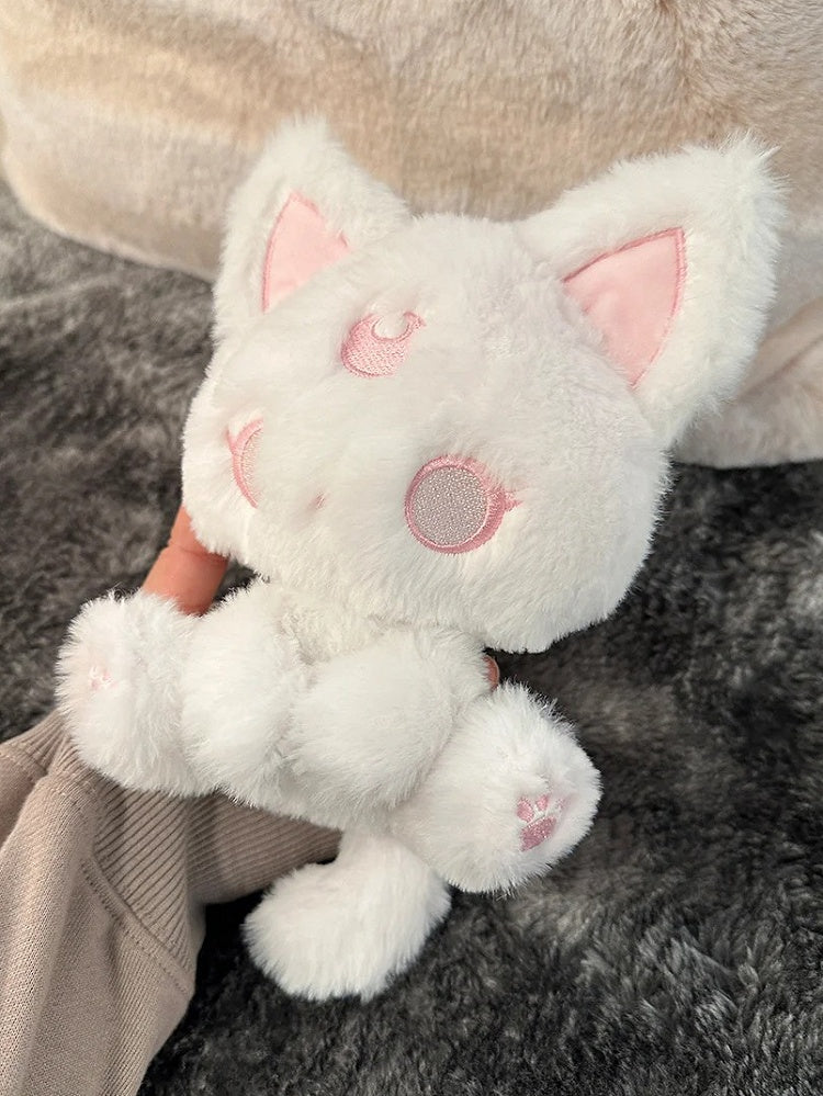 White and Pink Pastel Goth Magic Kitty Plushie