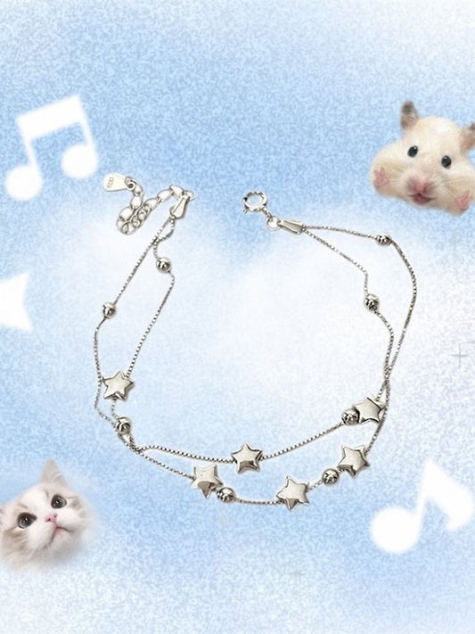 Silver Bracelet Stars Double Layered
