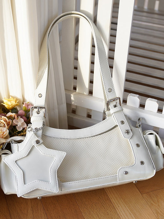 Shoulder With Y2K White Charm Bag Star Ita PU