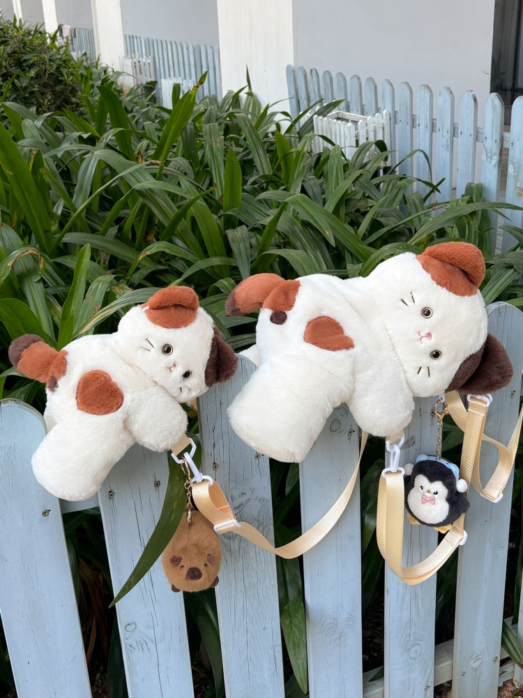 Cute Kitty White Plush Backpack/Crossbody