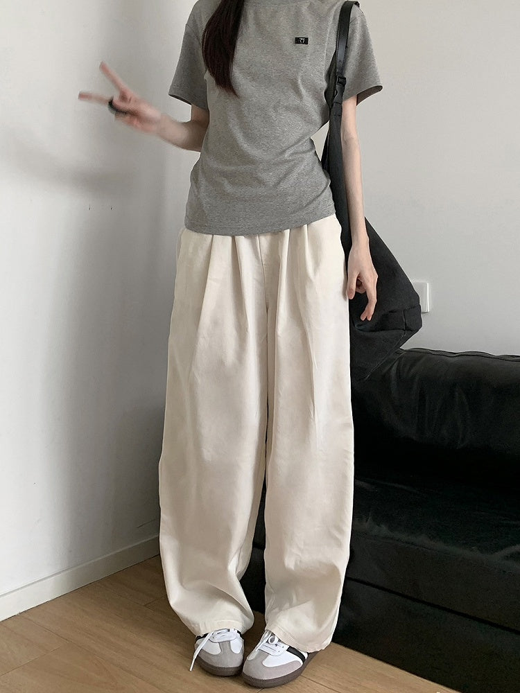 Pants Light Blue/Beige Summer Wide-Leg Casual
