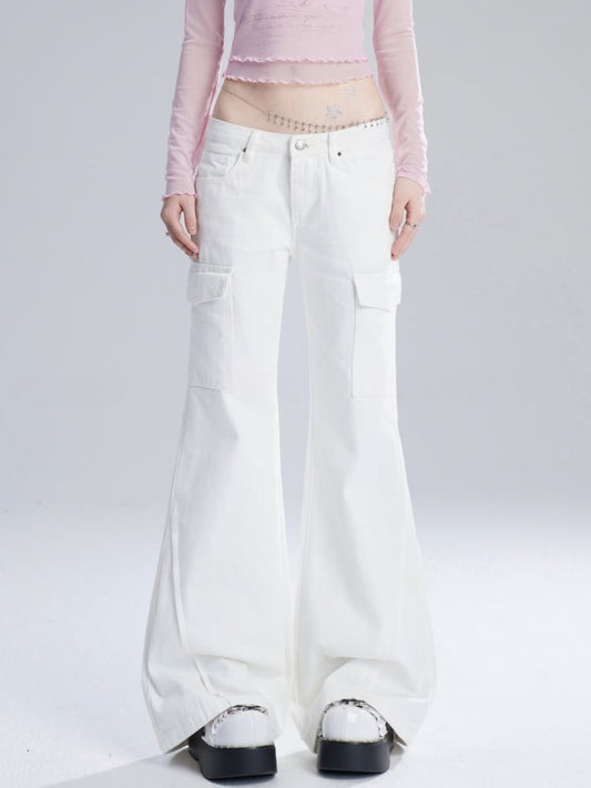 Jeans White Low Flared Waist Vintage Glamorous