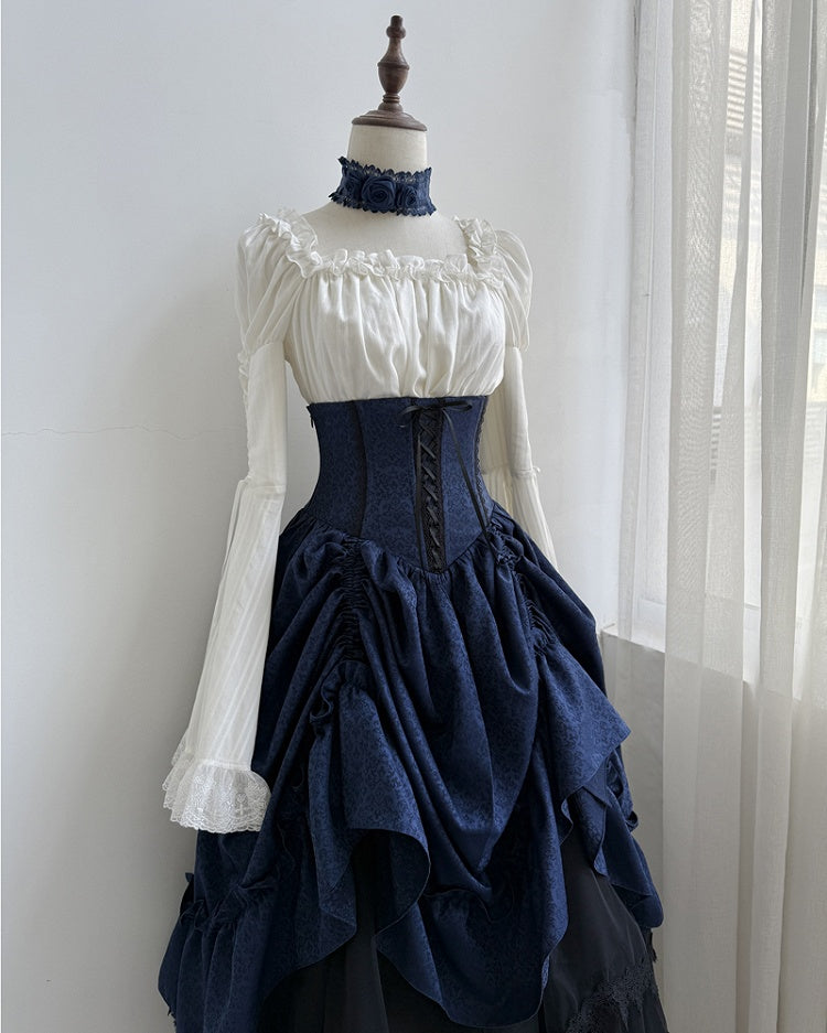 Choker Schwarz Rot Blau Dunkel / Lila Rosen