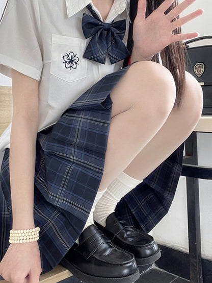 Faltenrock Blau Muster JK 45CM Uniform Plaid