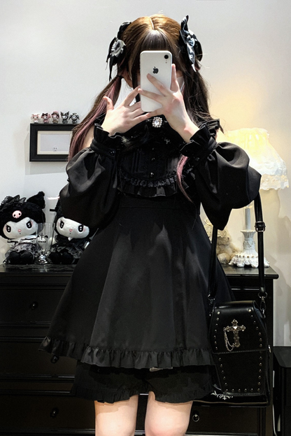 Ruffle Princess + Off-Shoulder Top Ribbon Shorts