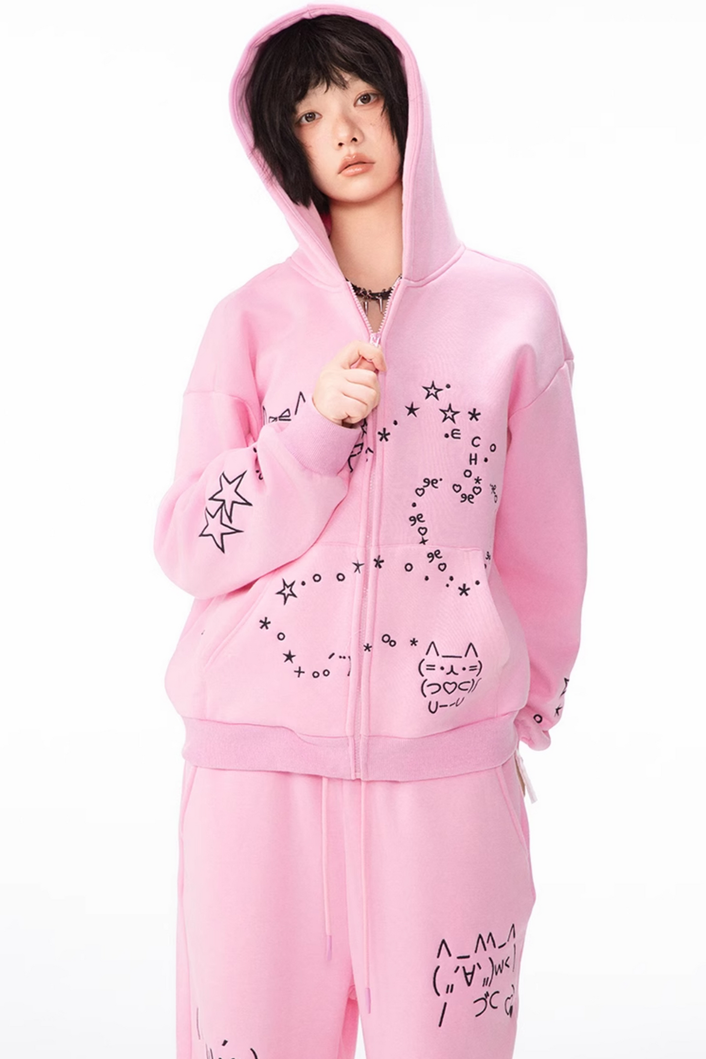 Computer Leg + Straight Hooded Sweatpants Boa Hoodie