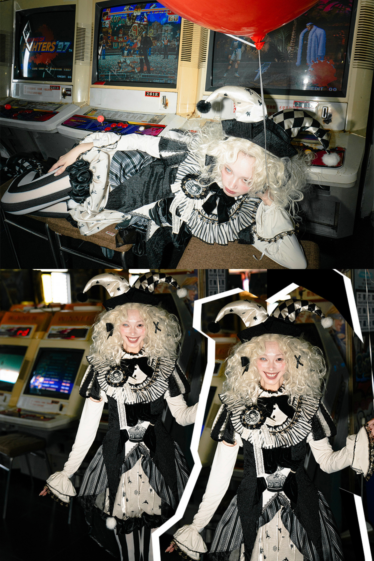 Seltsames Zirkus-Lolita-Set Pierrot Dark