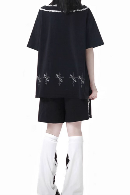 Loose Pants Top Frilled Hooded + Warmers Leg Half Dress Nektor