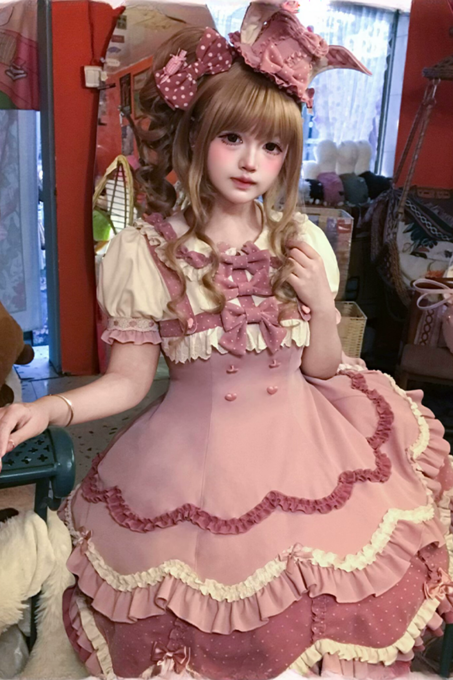 Ohrenkuchen täglich + Kaninchen Kirsche Lolita Bunny Hut Kleid