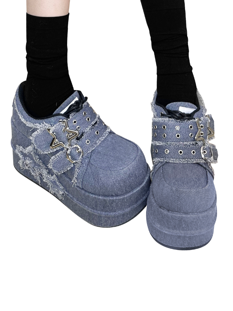 Denim Subculture Hot Girl Chaussures Plateforme Star