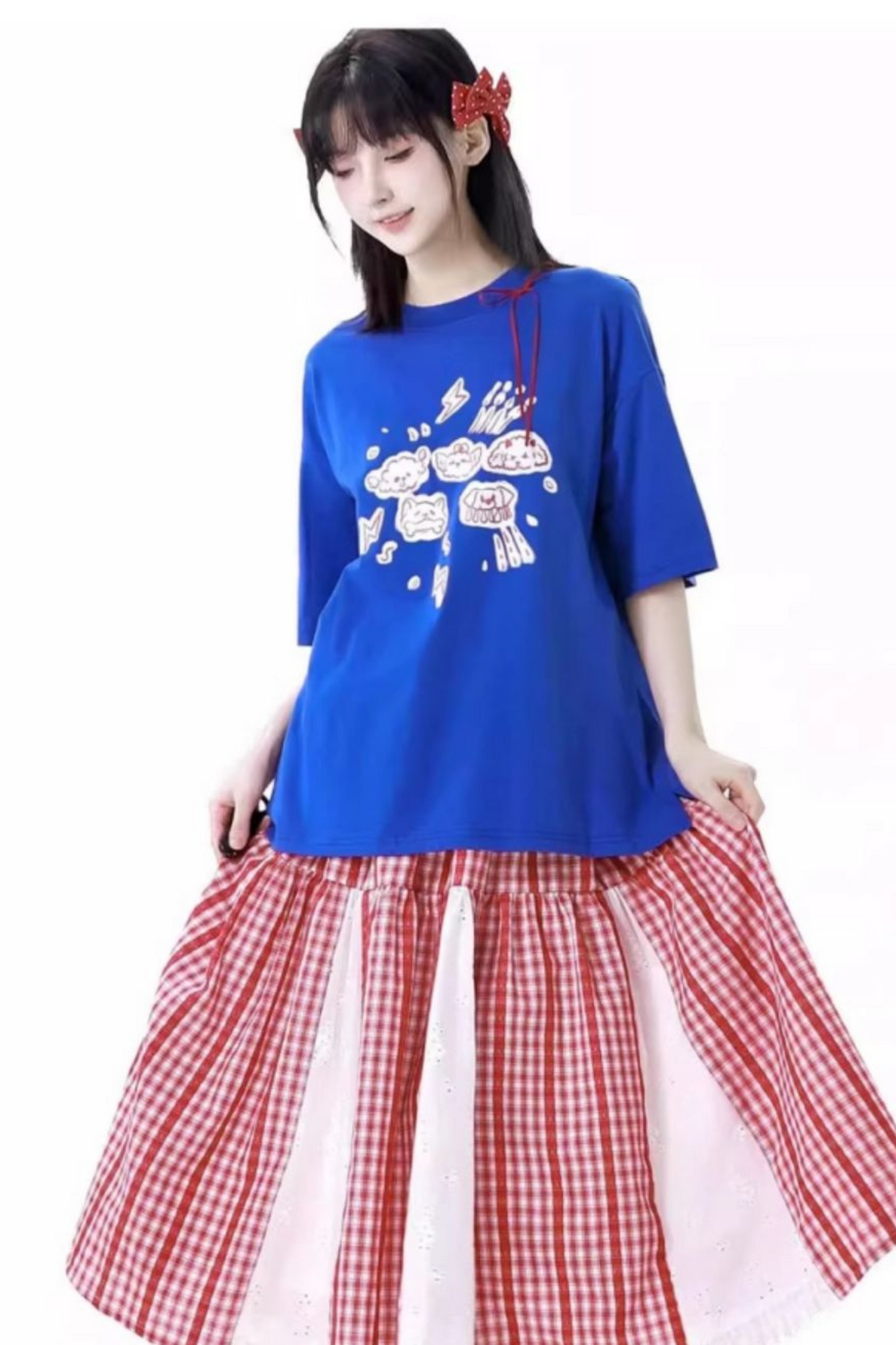 Skirt + Graffiti T-shirt Big Check Swing