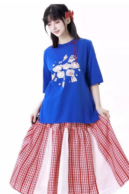 Skirt + Graffiti T-shirt Big Check Swing
