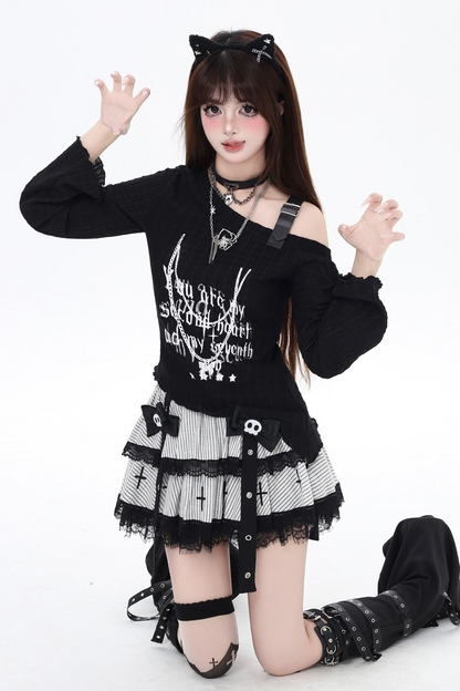 One Top Leather Subculture Sheer Shoulder