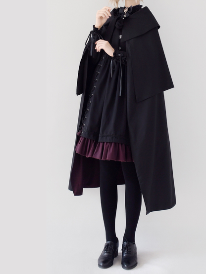 Elegant Gothic Oversized Foldover Collar Cloak