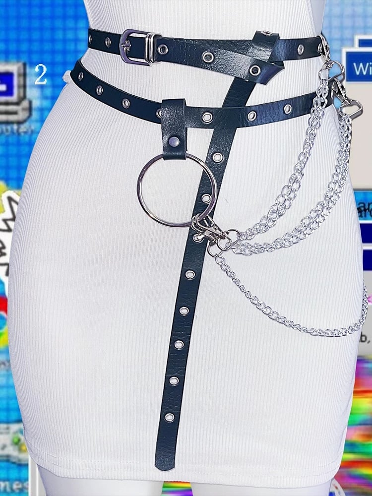 Options 2 Chain Y2K Charm Gürtel Schwarz Taille
