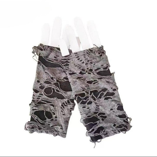 Cutout Wasteland Details Gloves Gray Punk