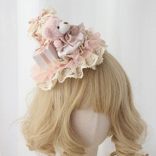 and with Lace Lolita Bear Cute Hat Gift Pink Mini Box a