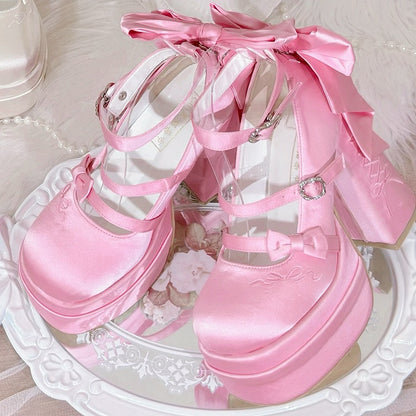 Classic Heels Mary Lolita High Bowknot Pink Platform Elegant Janes