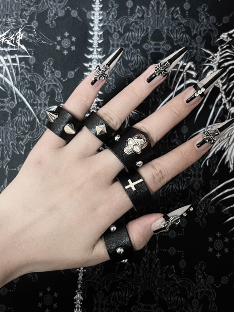 Black Punk Ring Set