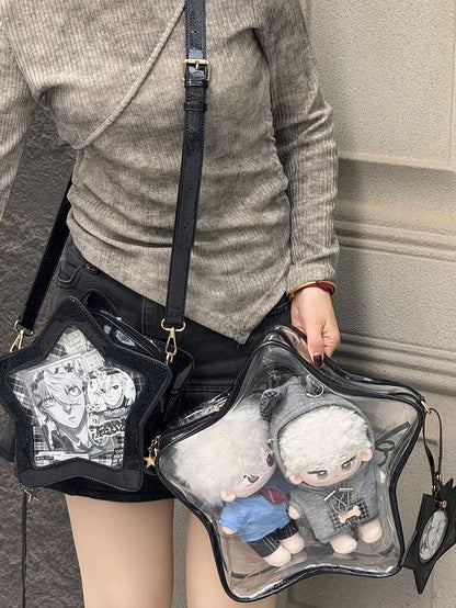 Badge Black Star-shaped Ita Bag PU Detachable Set with Charm