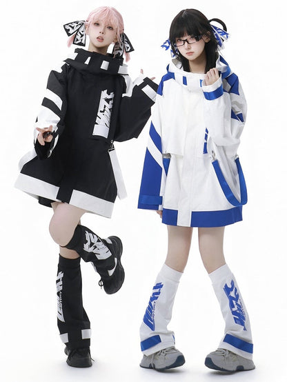 Blue&White/Black&White Jirai Kei Hairclips