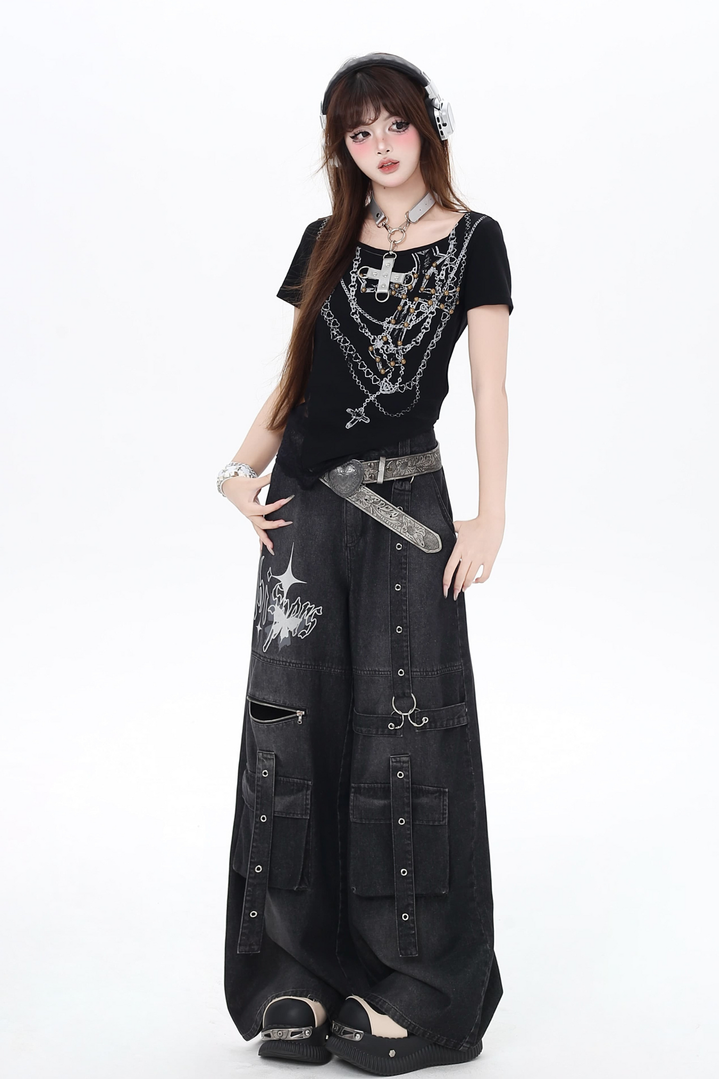 Tops Dark Crop Chic Hollow
