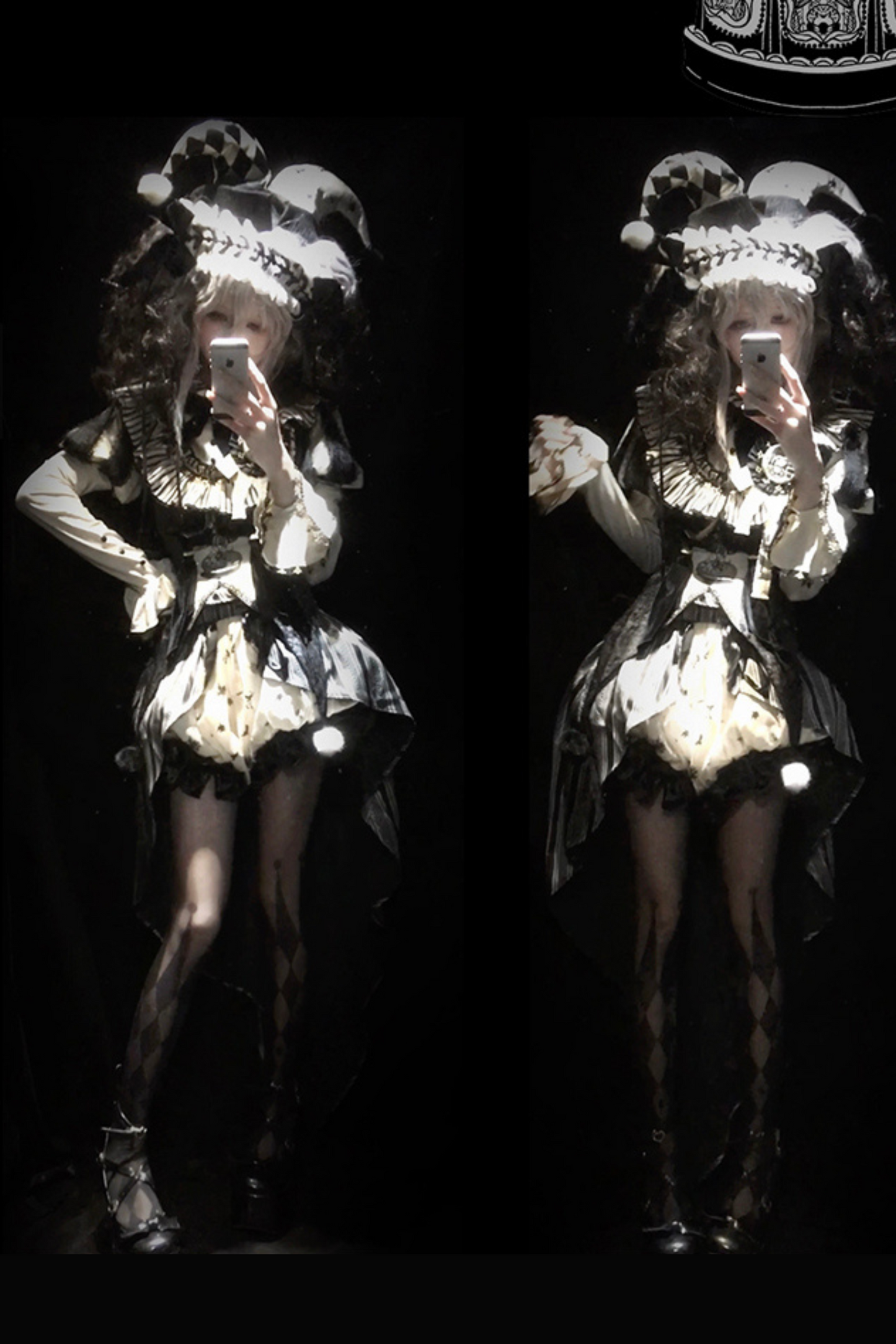 Seltsames Zirkus-Lolita-Set Pierrot Dark