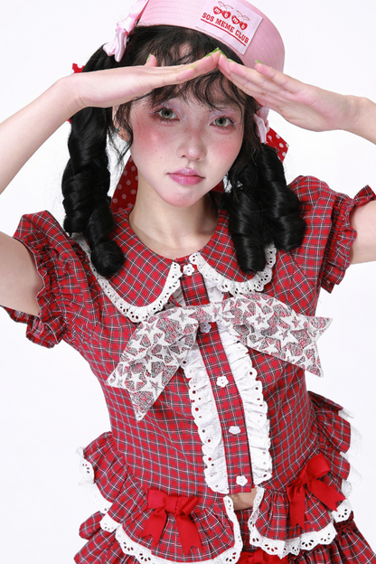 Retro Top Sleeve Check Puff