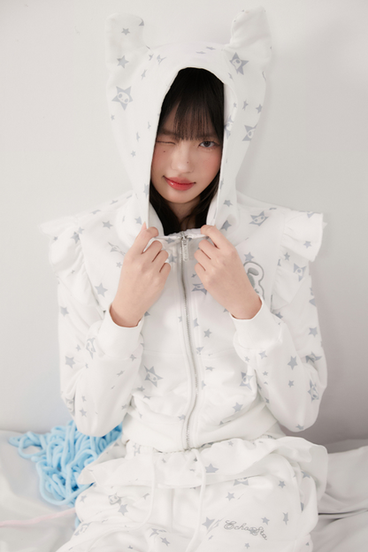 Hoodie Animal Ruffle Pants Loose Ear Hooded +