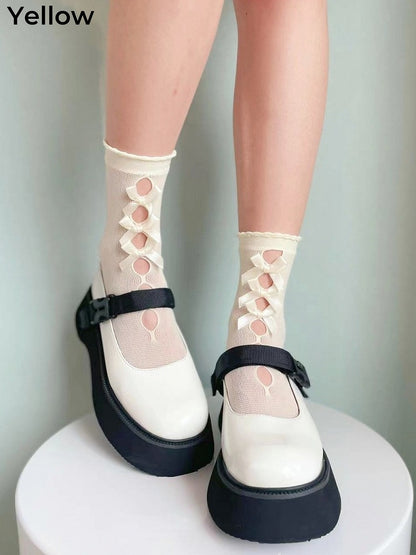 Bowknots Cutout Lolita Calf Socks