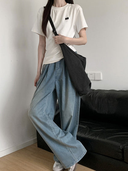 Gray/White Round Neck T-Shirt