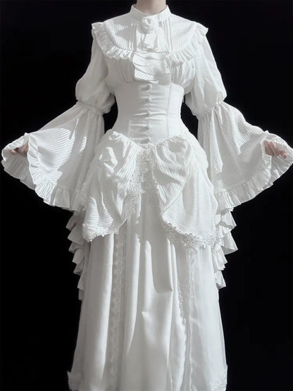 Gothic Skirt White Aristocrat Bust Lolita Boned Waist Under Corset High