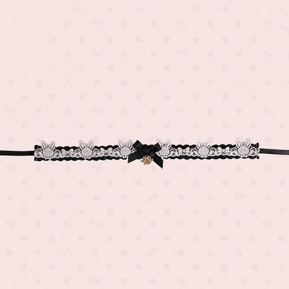 Lace Pink Bunny and White/Black Choker