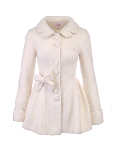 Bow Faux White Coat Fur Oversized Detachable With