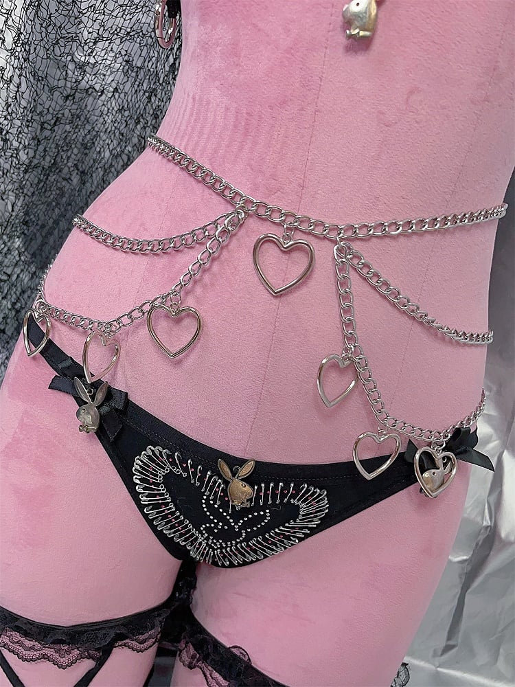 Punk Multi-layers Hearted-shaped Charms Waist Chain