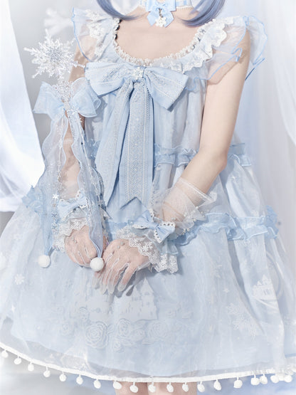 Light Blue Bowknot Lace Wrist Cuffs