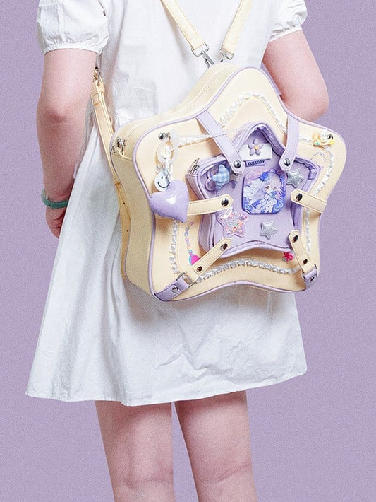 Style With Bag Starry 2-Way Ita Yellow  Purple Kawaii
