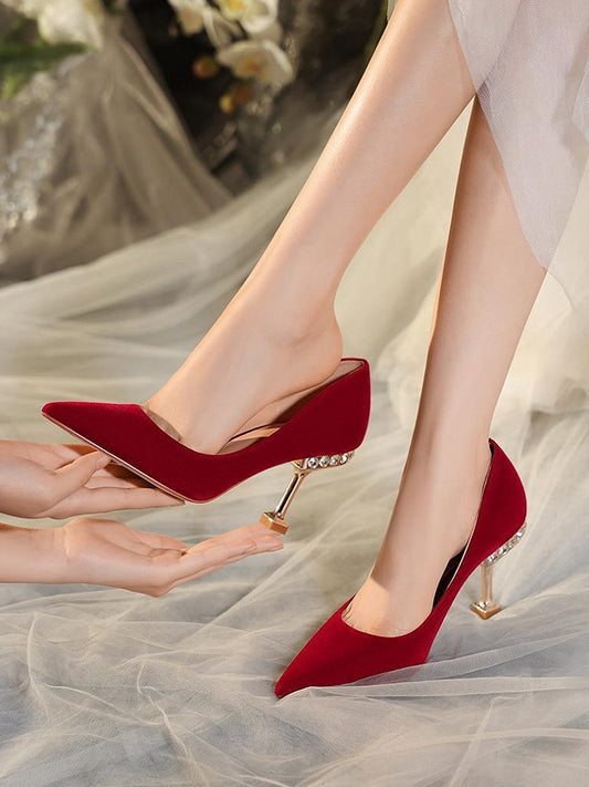 Blue / Red / Black / Purple Removable Bow Accents High Heels