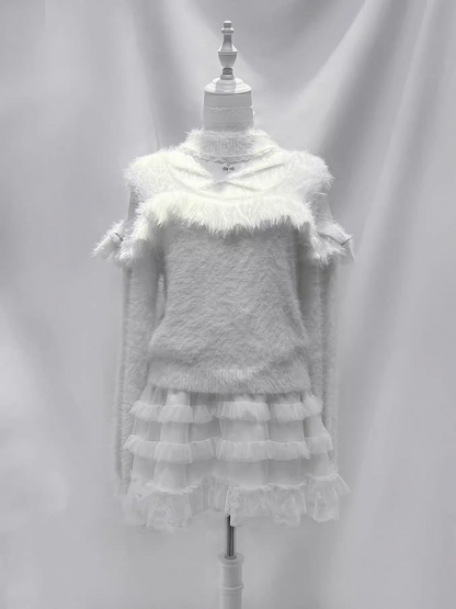 White Criss-cross with Sweater Neckline