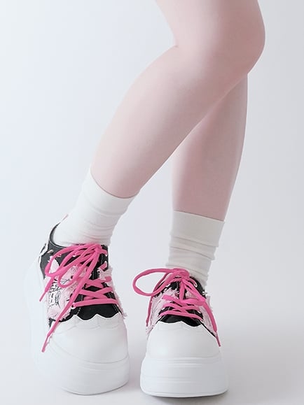 Applique Sneakers Y2K BlackPink Star Platform