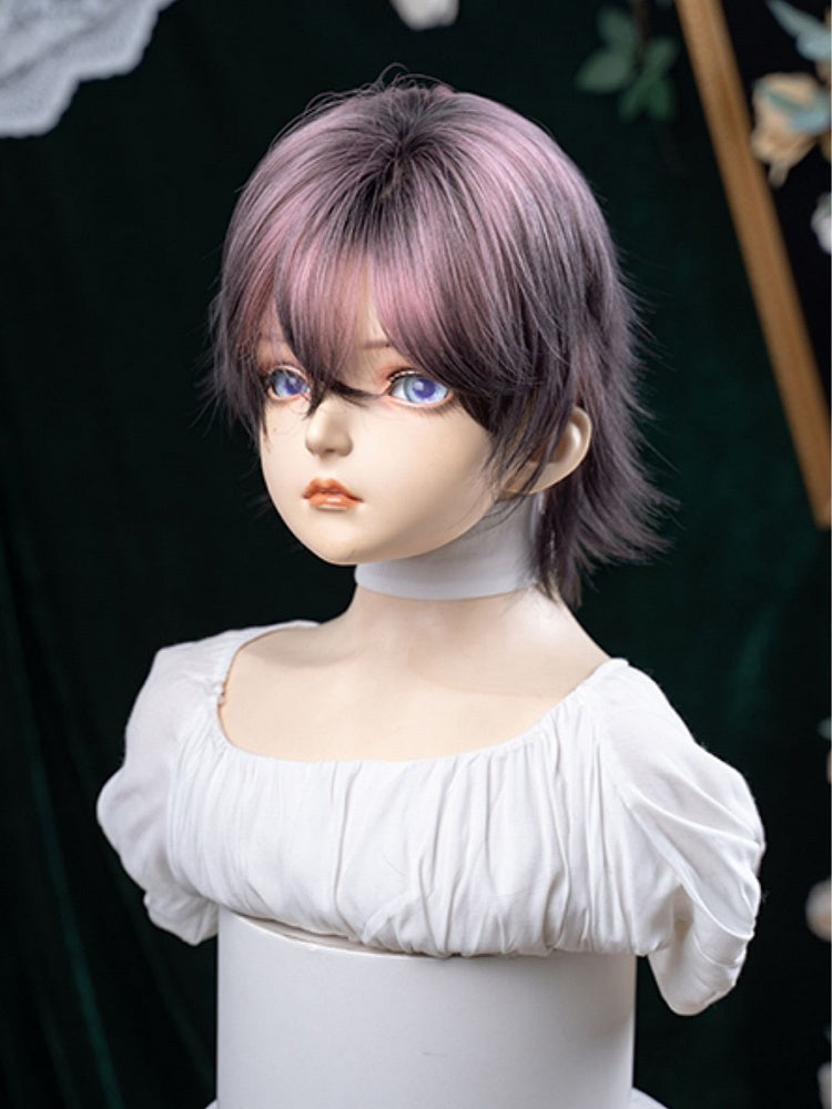 Black Color Length Highlight 35CM Short and Ouji Pink Wig Hair