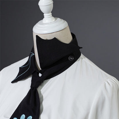 Long Punk Shirt Ruched Rock with Sleeves Tie White