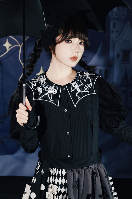 Top Cropped Sleeve Spider Collar Puff