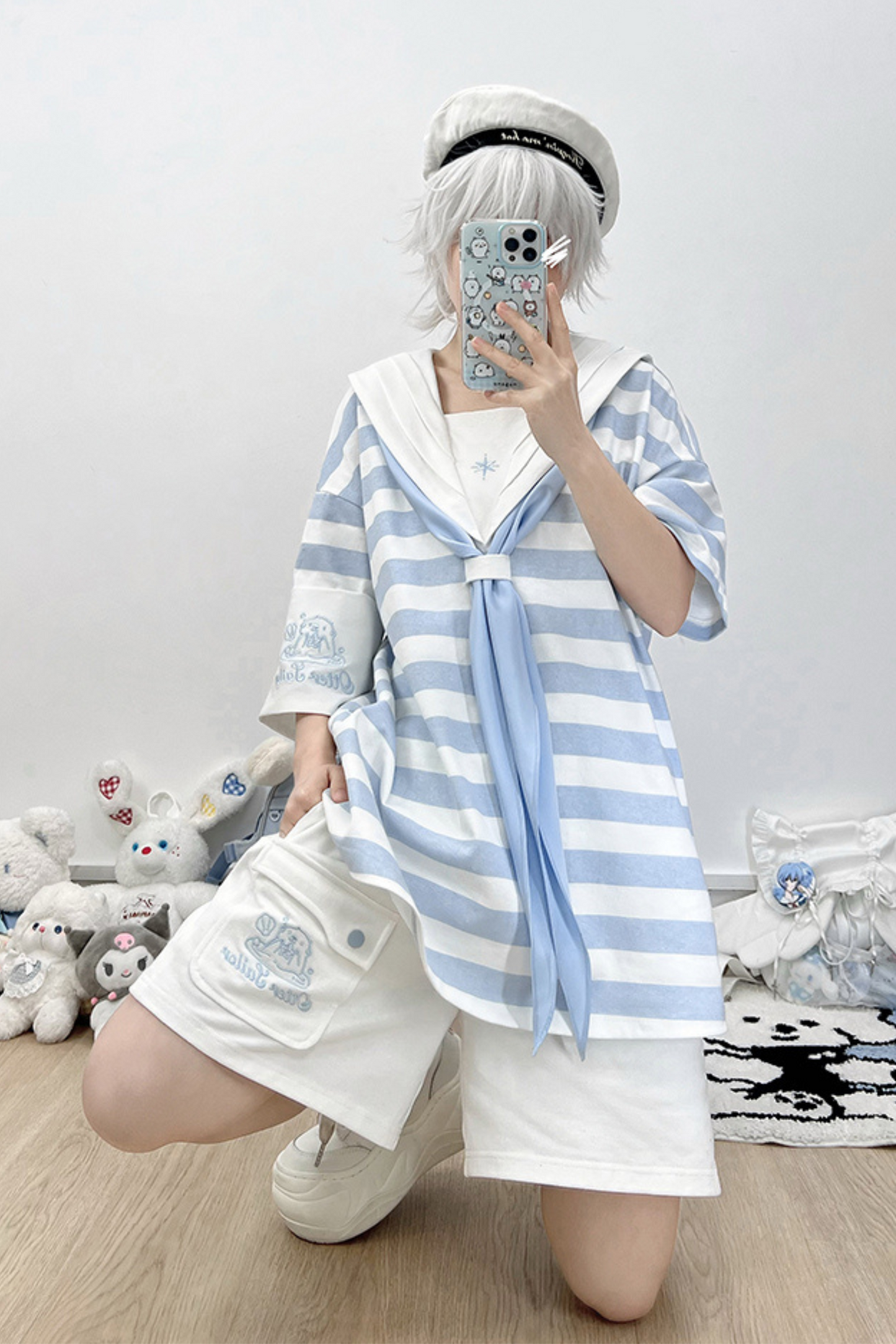 Angel Half Collar Sailor Item Reserved Pants + Subculture Tops Neighborhood👼 Striped
