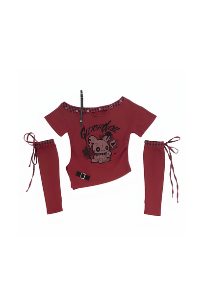 slim-fit T-shirt + skirt Irregular Fortidor