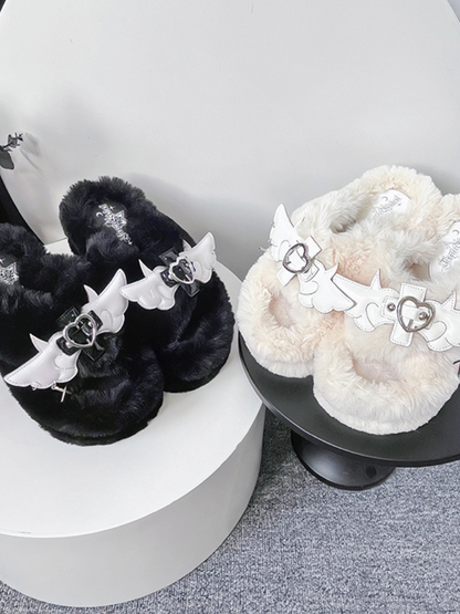 Chaussons à plateforme en fourrure DeVille Shoes Angel