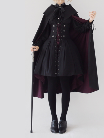 Elegant Gothic Oversized Foldover Collar Cloak