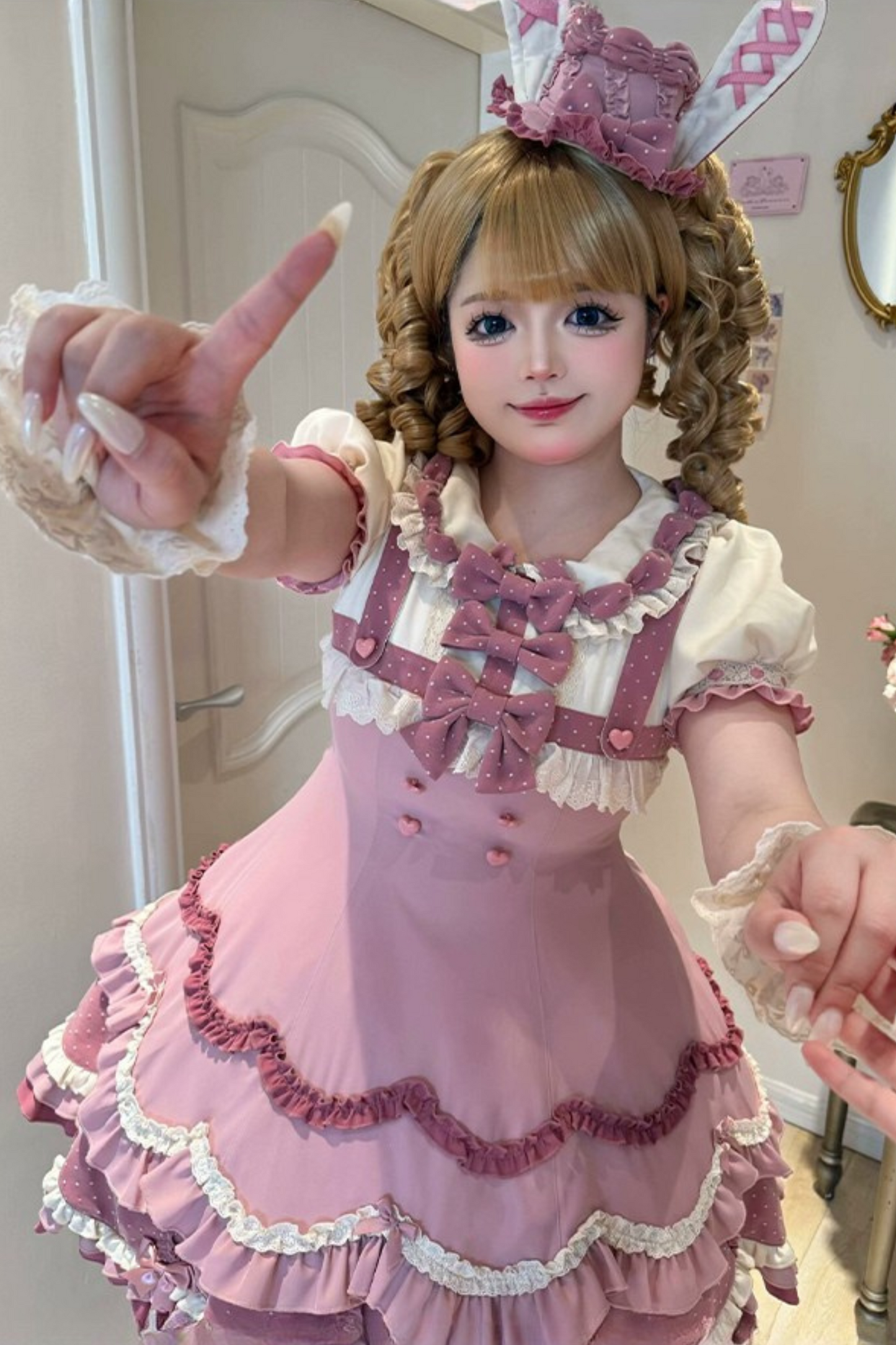 Ohrenkuchen täglich + Kaninchen Kirsche Lolita Bunny Hut Kleid